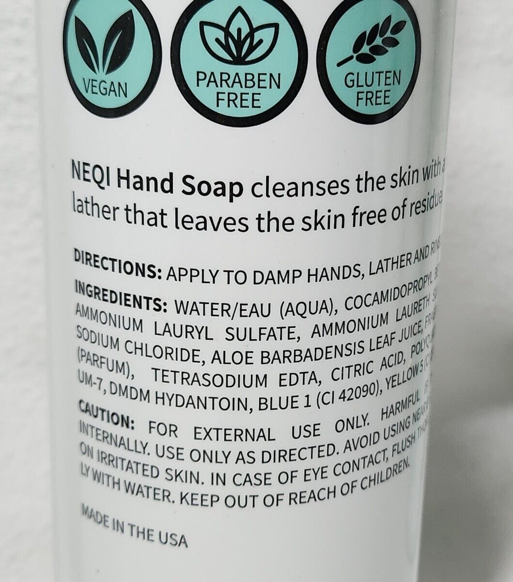 NEQI Hand Soap w/Aloe Vera, Vegan, Paraben-Free, 16 oz