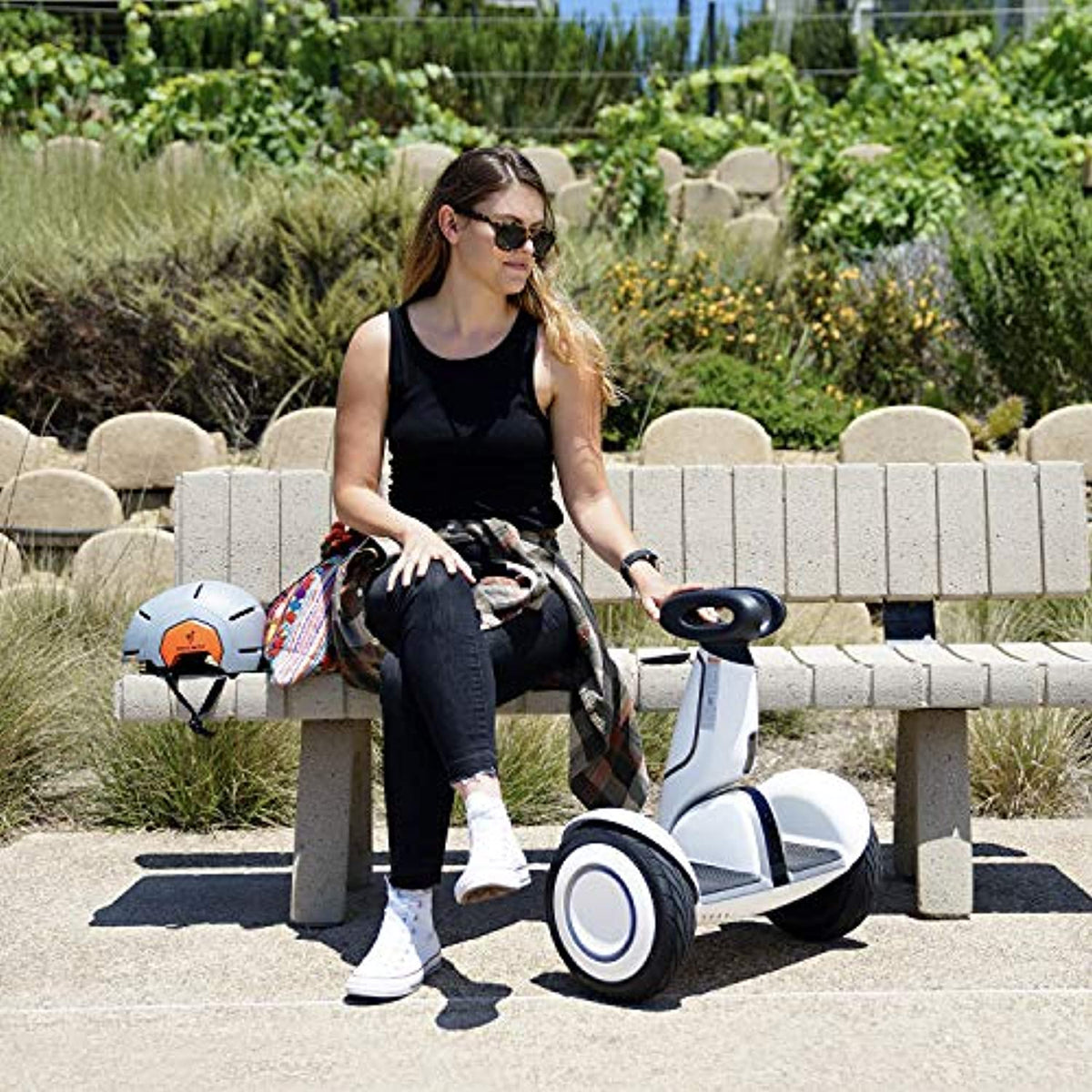 Segway Ninebot S-Plus Smart Self-Balancing Electric Scooter with Intelligent Lighting and Battery System, Remote Control and Auto-Following Mode, White - Like New