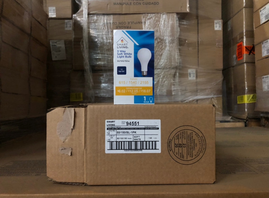 Smart Living 3 Way Soft White Light Bulb 50/100/150w 94551 (1-pack) - 1536 packs/pallet