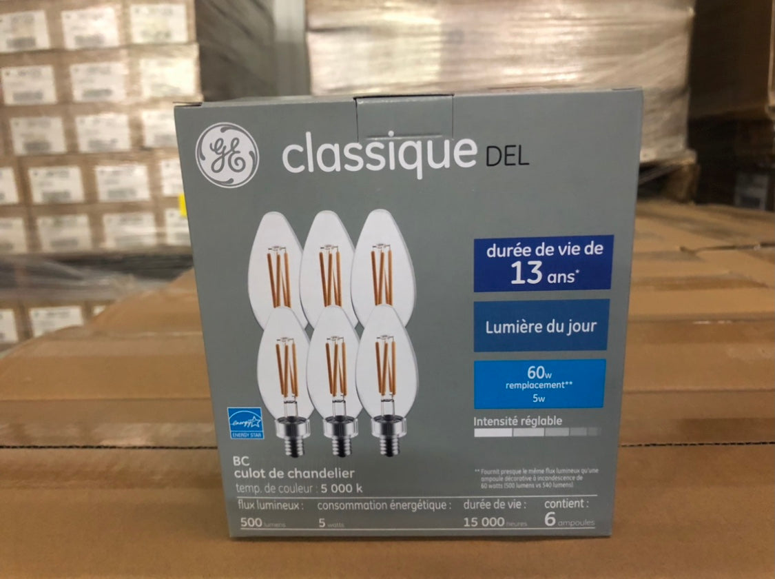 GE Classic LED Day Light 5-Watt Light Bulb 93128881 (6-pack) - 504 packs/pallet