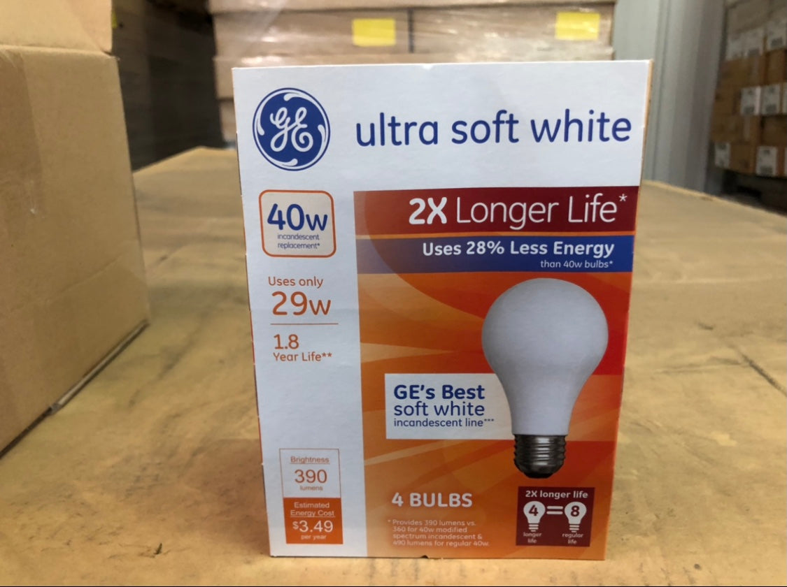 GE Blanco suave de bajo consumo 29 W A19 94405 (paquete de 4) - 864 paquetes/palé
