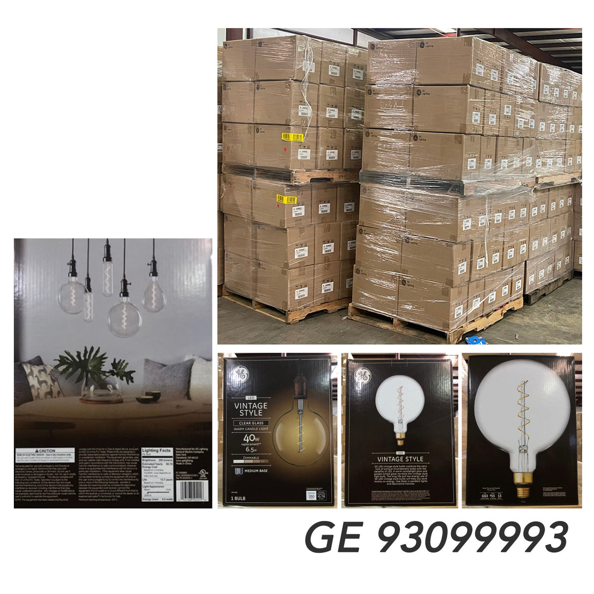 GE Dimmable Vintage Style Clear Glass Warm Candle Light Decorative Bulbs FULL PALLET